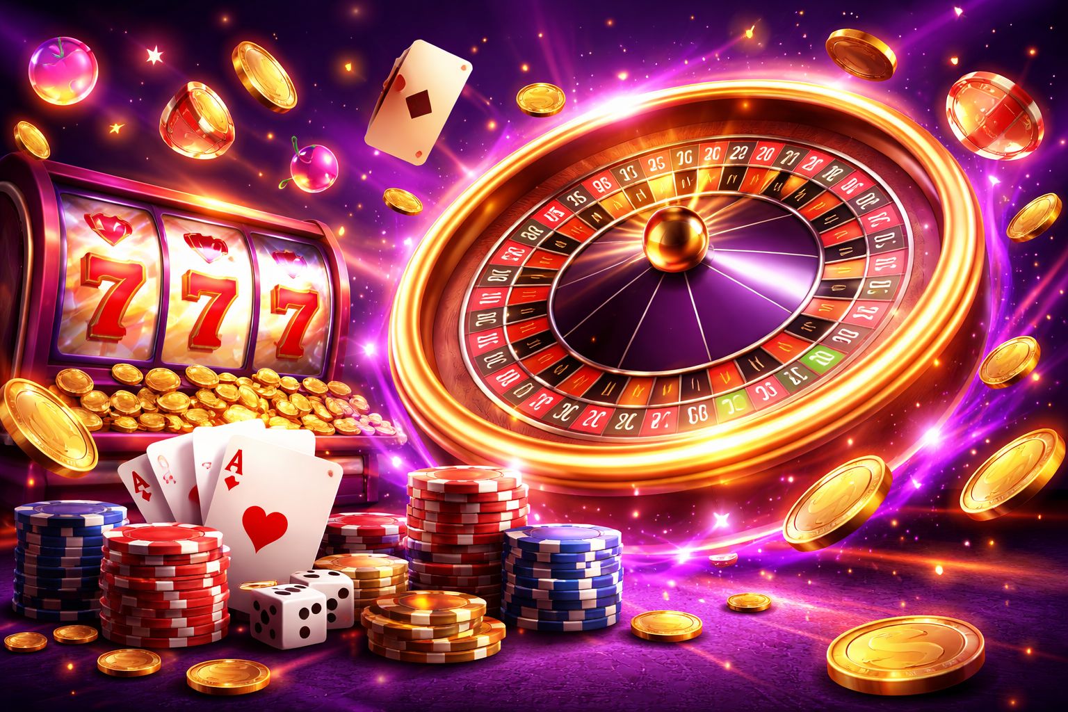 Digital casino showcase with roulette wheel, slot symbols and premium gaming interface for 666XBD