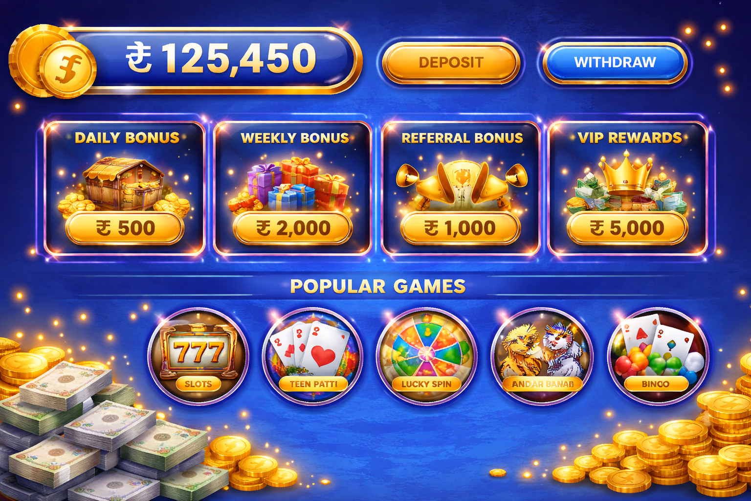 Modern 666XBD player dashboard scene with rewards wallet and gaming shortcuts for Bangladesh users